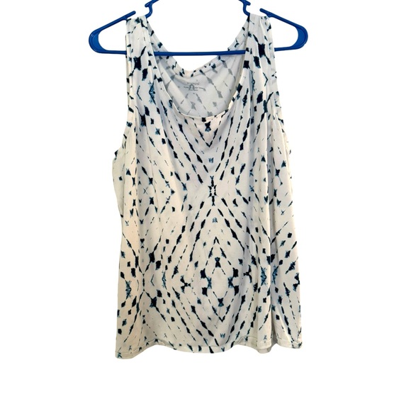 J. Jill Tops - Women’s J.Jill—PureJill White Sleeveless Top With Blue Tie Dye Pattern. Size XL.